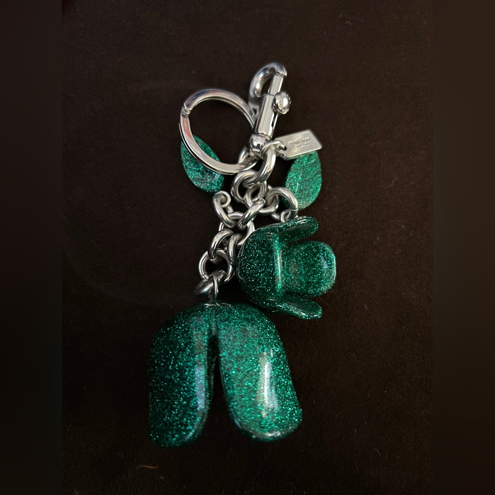Coach Green Glitter Fortune Cookie Keychain